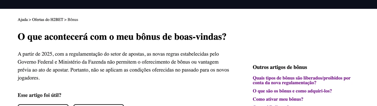 Central de ajuda da H2bet: o que acontecerá com o meu bônus de boas-vindas