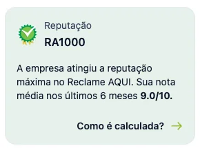 Reclame Aqui: H2bet com reputação RA1000 e nota de reputação 9.0/10 nos últimos 6 meses